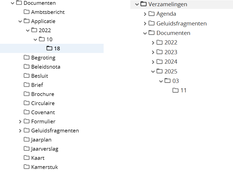 Screenshot van documentenweergave in PRO1 (links) en PRO2 rechts